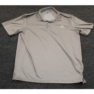 Adidas Golf Polo Shirt Mens XL Gray Pattern Short‎ Sleeve Casual Athletic